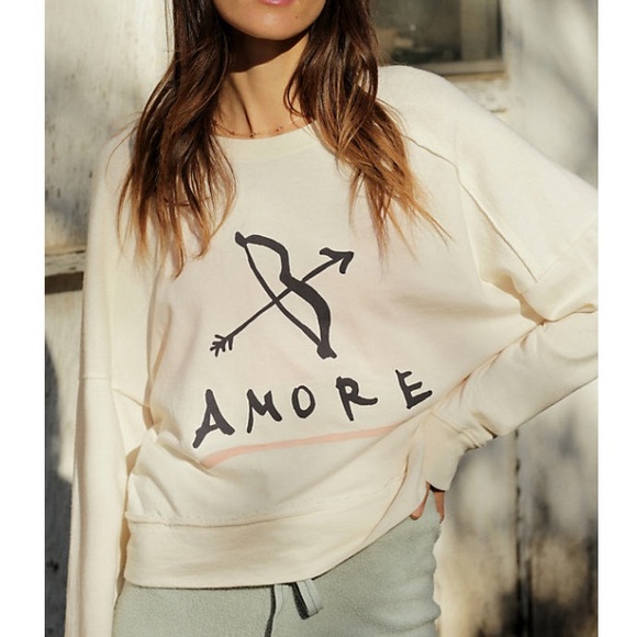 Anthropologie Sweaters - Chiara Perano Amore Cropped Graphic Sweatshirt
